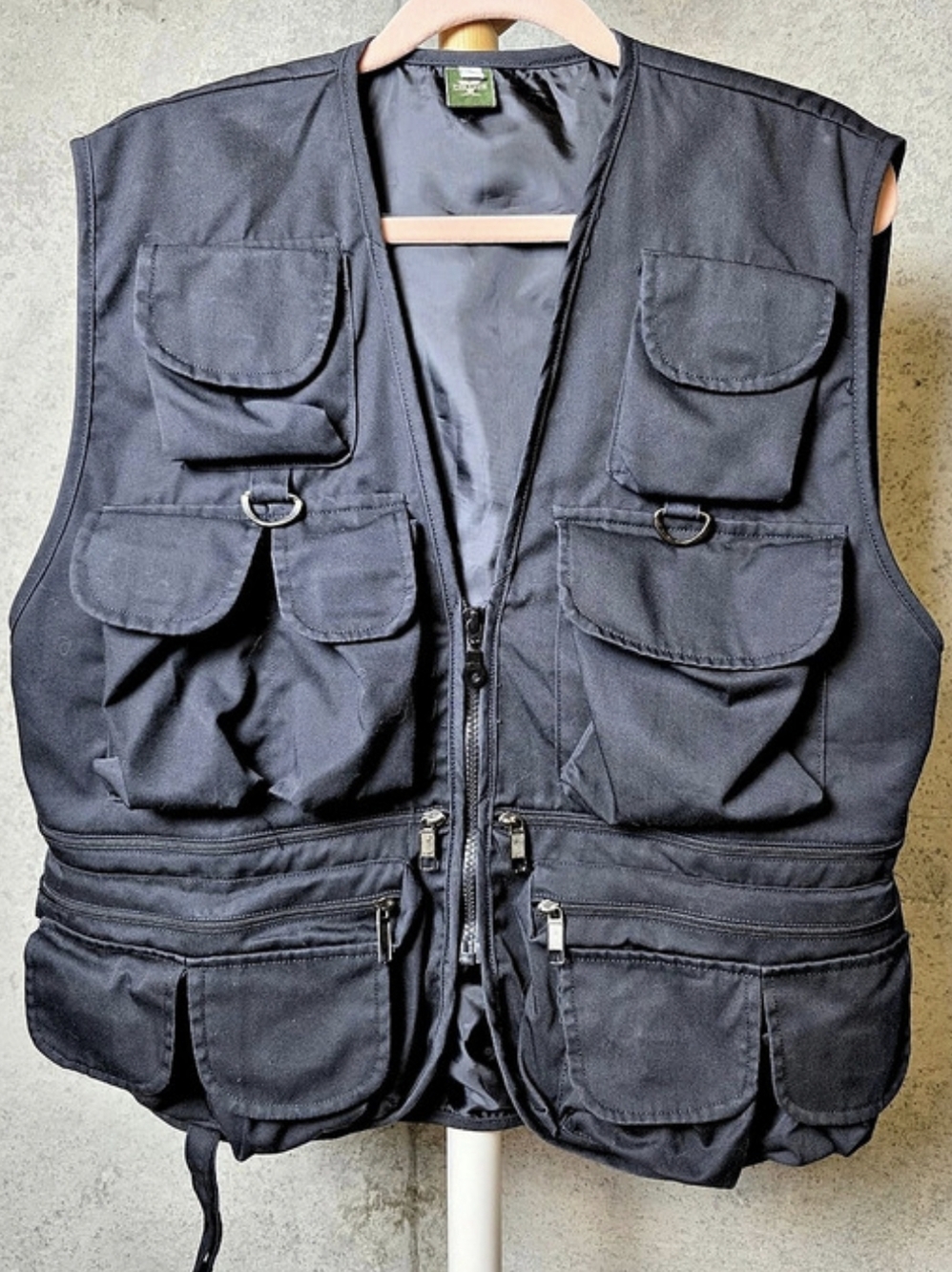 Chi-Club Black Utility Fishing Vest Multi Pocket Gorpcore L